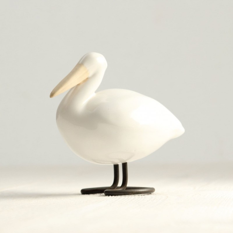 White Pelican | Decorative Ceramic Bird | Handmade Bird Figurine