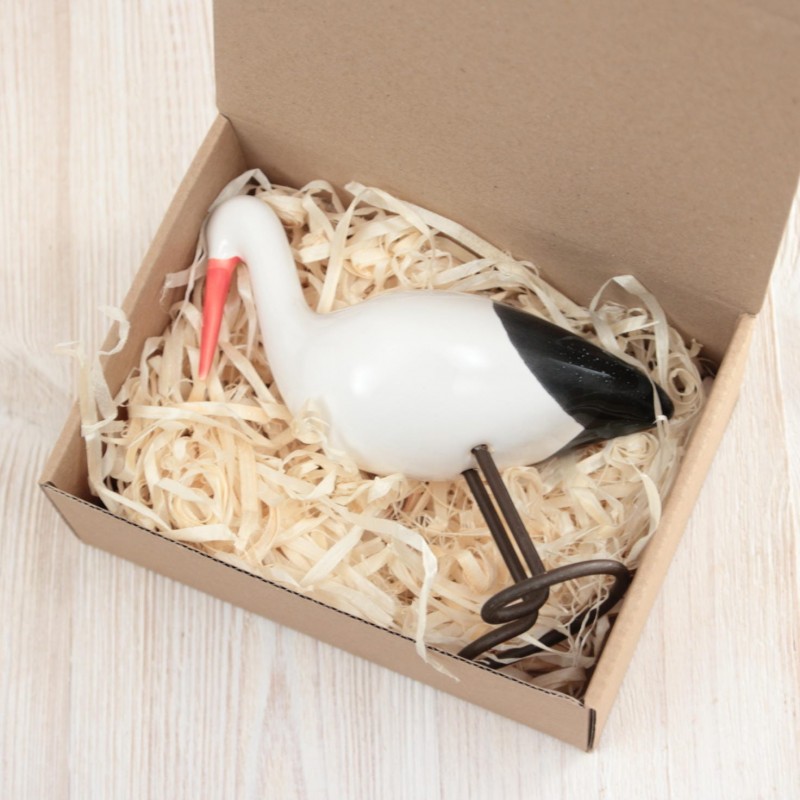 White Stork | Decorative Ceramic Bird Sculpture | Bird Lover Gift