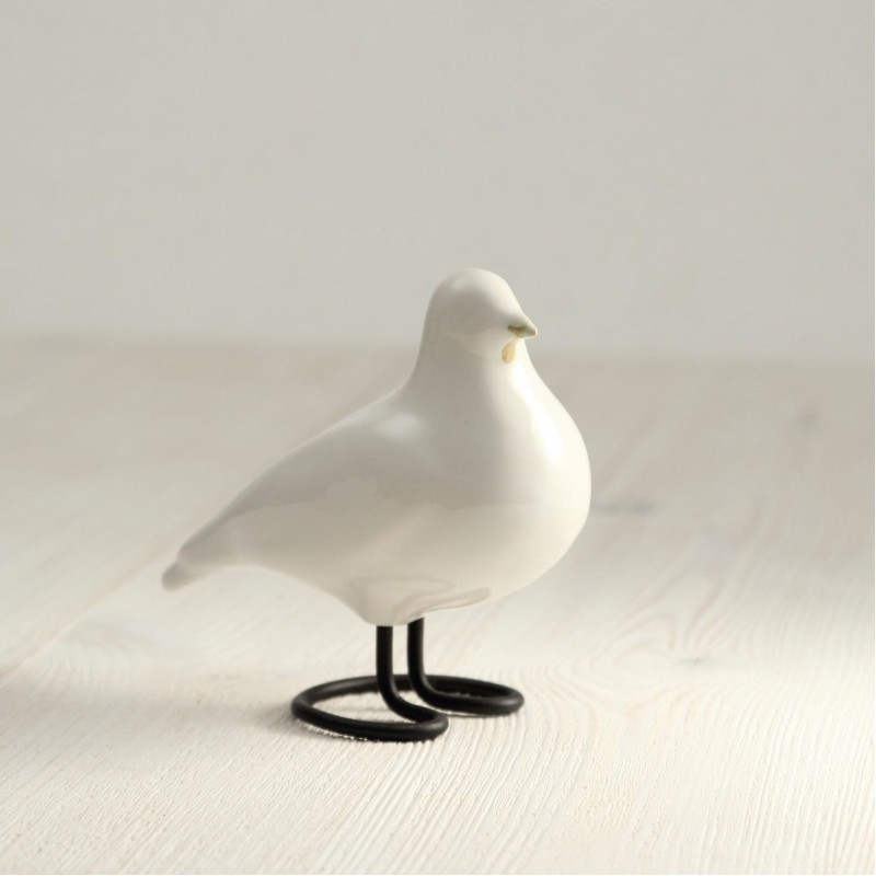 White Ceramic Pigeon | Decorative Dove Figurine | Handmade Bird Sculpture