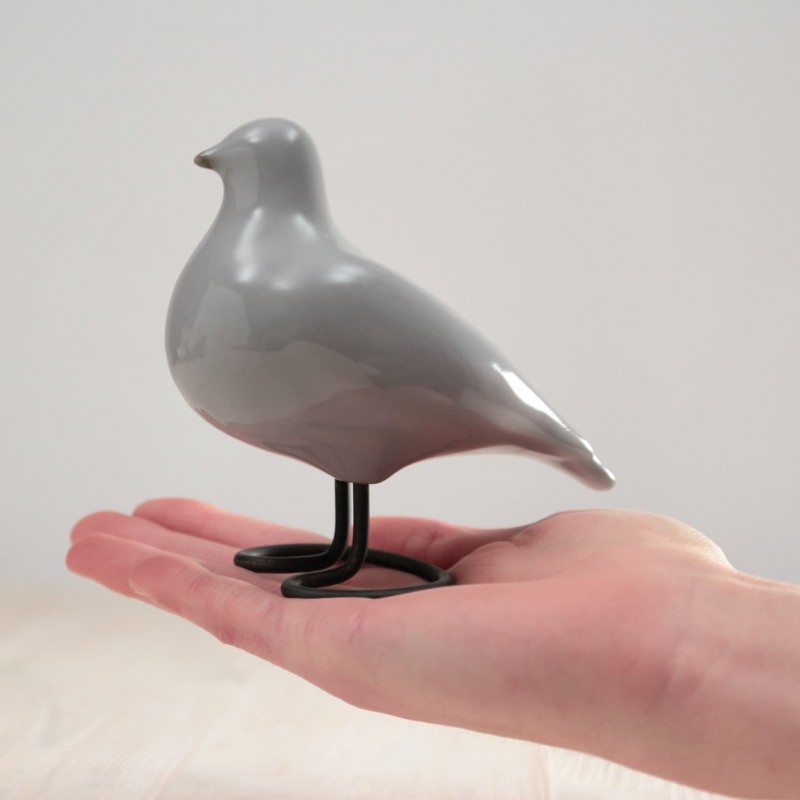 Gray Ceramic Dove | Handmade Decorative Bird | Small Pigeon Figurine