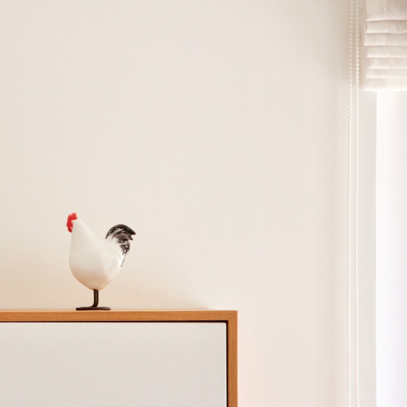 White Decorative Rooster | Handmade Ceramic Bird | Bird Figurine | Country Decor