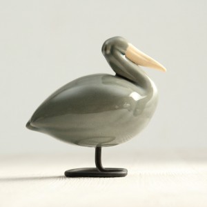 Gray Decorative Pelican | Handmade Ceramic Bird | Small Ceramic Sculpture