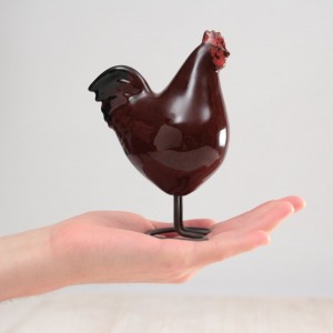 Brown Rooster | Decorative Ceramic Bird | Country Decor