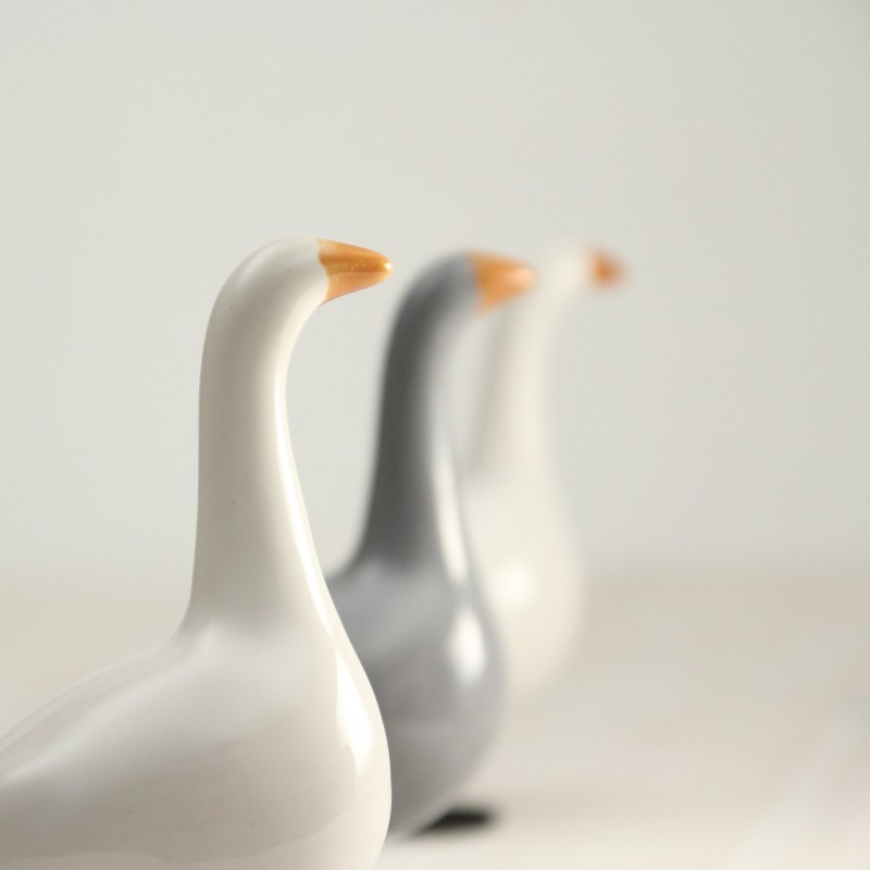 Decorative Ceramic Goose | White Handmade Bird | Country Decor