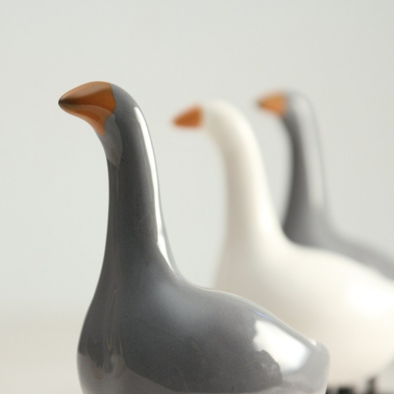 Gray Goose | Decorative Ceramic Bird | Small Bird Figurine | Bird Lover Gift