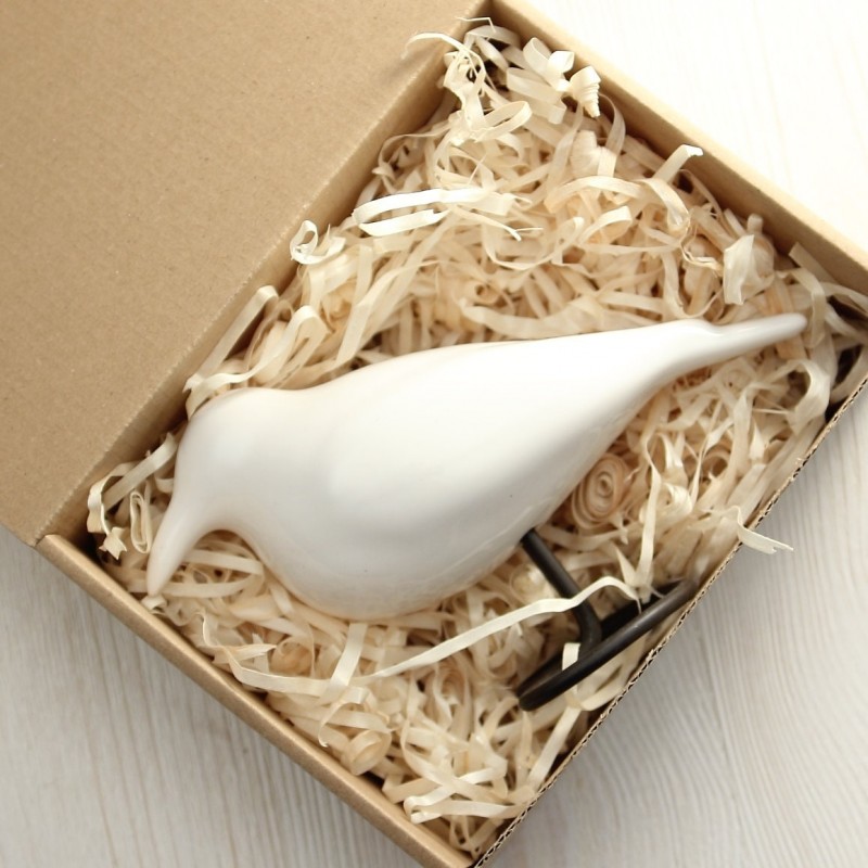 White Ceramic Raven | Decorative Bird Figure | Elegant Bird Lover Gift