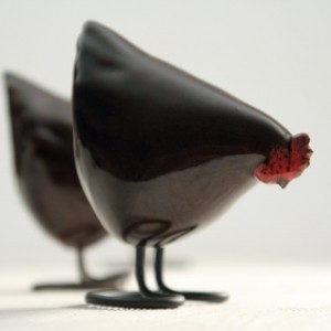 Brown Ceramic Chicken | Decorative Hen Figurine | Country Decor