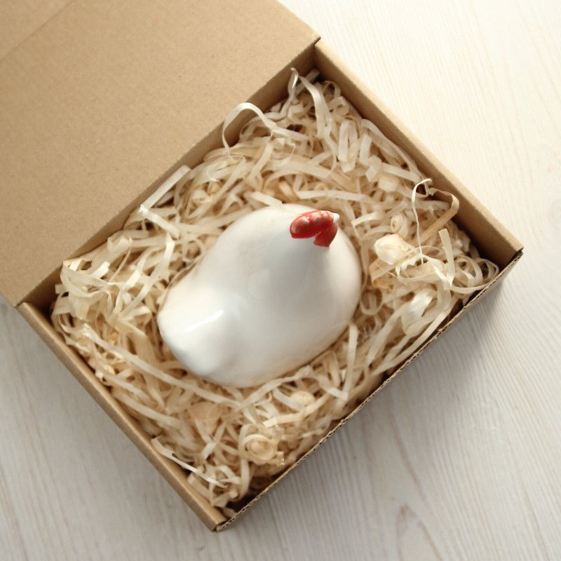 White Chicken | Small Ceramic Figurine | Decorative Bird